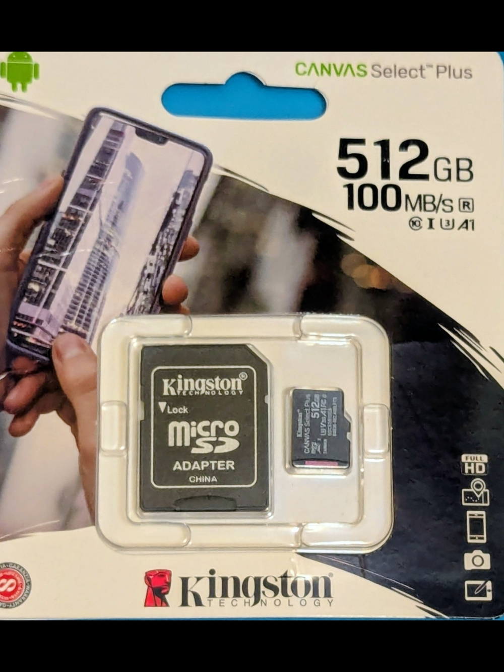 Kingston 512GB Canvas Select Plus UHS-I microSDXC Memory Card with SD Adapter